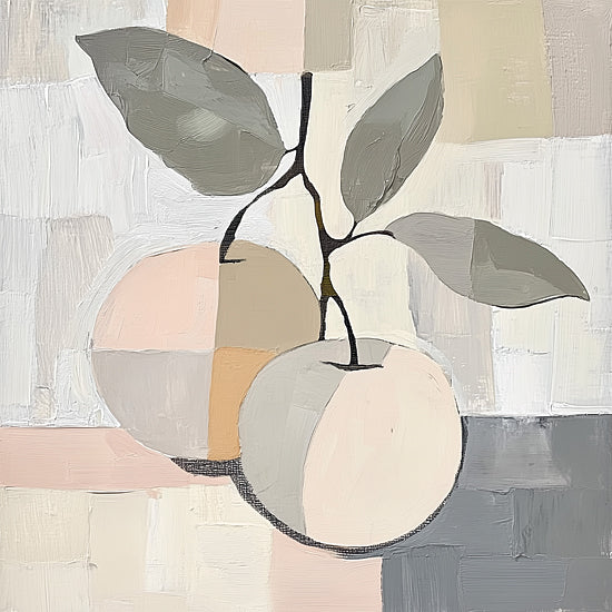 Heidi Kuntz HK442 - HK442 - Duo of Delight     - 12x12 Geometric peaches, minimalist design, abstract fruit, pastel color palette, clean lines, modern style from Penny Lane