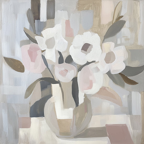 Heidi Kuntz HK447 - HK447 - Cubed Floral Arrangement    - 12x12 Abstract floral still life, pastel flowers, modern painting, soft brush strokes, vase of flowers, contemporary decor, painterly texture from Penny Lane