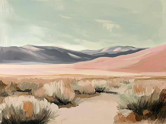 Heidi Kuntz HK458 - HK458 - Desert Dunes   - 16x12 Desert landscape, pastel colors, mountains, dry grass, nature, scenery from Penny Lane