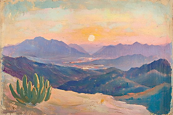 Heidi Kuntz HK474 - HK474 - Desert Hike View   - 18x12 Sunset mountain view, cactus, warm hues, pastel colors, nature from Penny Lane