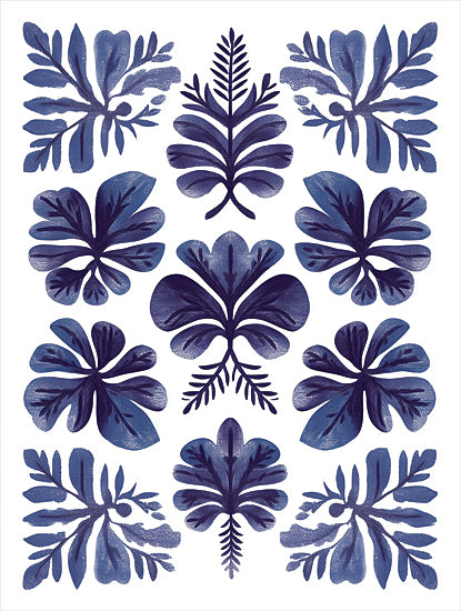 Heidi Kuntz HK487 - HK487 - Blue Motif   - 12x16 Floral, Blue, Botanical Pattern, Folk Art, Decorative from Penny Lane