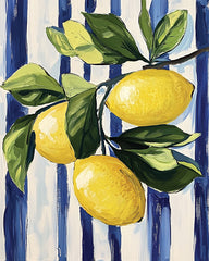 HK491 - Lemons on Stripes 1   - 12x16