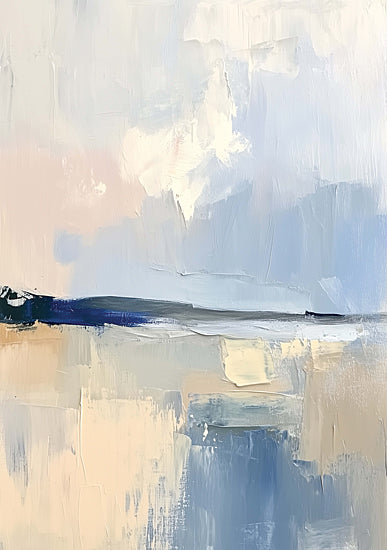 Heidi Kuntz HK523 - HK523 - Distant Mountains - 12x16 Abstract Landscape, Calm, Blue Tones, Minimalist, Modern Art, Textured Brush Strokes, Serene from Penny Lane