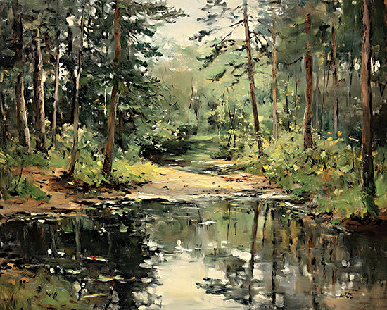 Heidi Kuntz HK552 - HK552 - Hiking Spot - 16x12 Forest, Reflective Water, Lush Greenery, Natural, Peaceful, Serenity, Oil Painting Style from Penny Lane