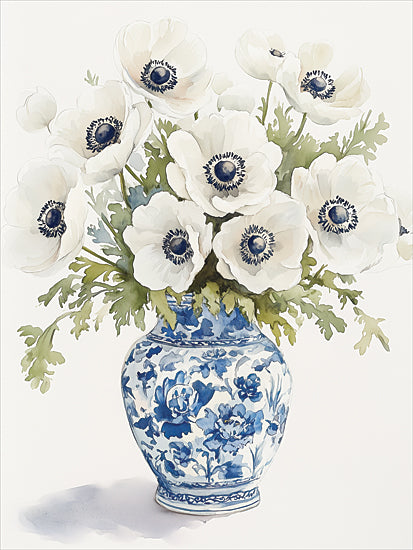 Heidi Kuntz HK592 - HK592 - Floral Chinoiserie II - 12x16 anemones in chinoiserie vase, botanical arrangement from Penny Lane
