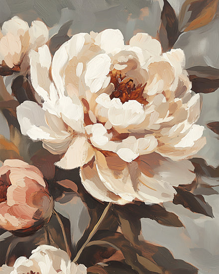Heidi Kuntz HK616 - HK616 - Blush and Bloom I - 12x16 white peonies, oil painting texture, blooming flowers, romantic floral arrangement, soft brush strokes, elegant petals, fine art, natural beauty, botanical composition from Penny Lane