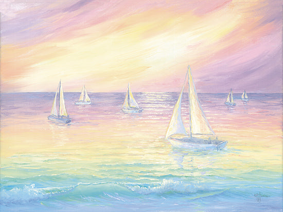 Georgia Janisse JAN343 - JAN343 - Pastel Sunset Sail - 16x12 sailboats, ocean, sunset, pastel, water, seascape, nautical, summer, gradient from Penny Lane