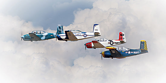 JG Studios JGS564 - JGS564 - Vintage USA Airplanes - 18x9 vintage planes, military aircraft, propeller planes, U.S. Navy and Air Force, formation flying, cloud background, historic aviation from Penny Lane