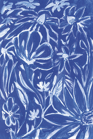 Jessica Mingo JM648 - JM648 - Hidden Flowers - 12x18 abstract floral painting, blue and white flowers, expressive brush strokes, modern art, botanical abstract, floral impressionism from Penny Lane