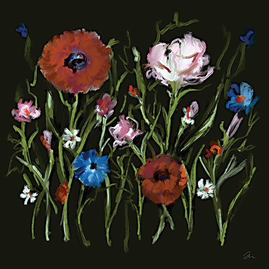 Jessica Mingo JM685 - JM685 - Wild Blooms - 12x12 wildflowers on black, floral bouquet, colorful blooms from Penny Lane