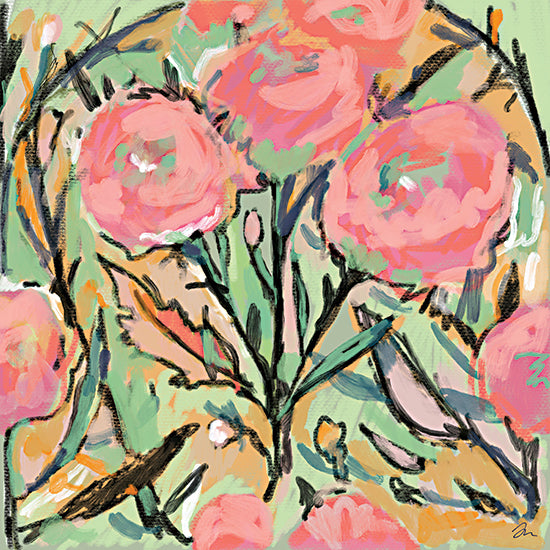 Jessica Mingo JM689 - JM689 - Impressionistic Roses - 12x12 pink flowers, botanical abstraction, expressive painting from Penny Lane