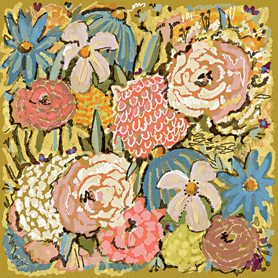 Jessica Mingo JM691 - JM691 - Garden Mix - 12x12 whimsical floral collage, colorful flowers, folk inspired from Penny Lane