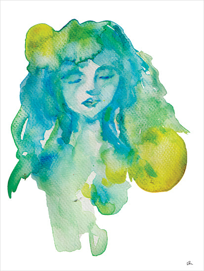 Jessica Mingo JM695 - JM695 - Aqua Dreams - 12x16 watercolor feminine face portrait abstract green blue figurative from Penny Lane