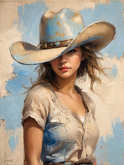 Jo Moulton JO275 - JO275 - Blue Cowgirl - 12x16 cowgirl blue cowboy hat western portrait fashion from Penny Lane