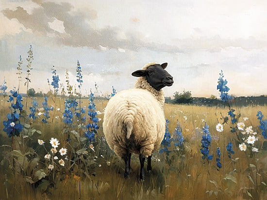 Jo Moulton JO279 - JO279 - Wool and Wildflowers I   - 16x12 sheep meadow wildflowers farm animal country pastoral from Penny Lane