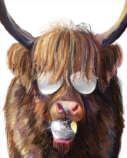 Kamdon Kreations KAM1002 - KAM1002 - Apple of My Eye - 12x16 highland cow, disco ball, anthropomorphic, humor, shaggy hair, shiny sunglasses, surreal animal portrait, sparkle, whimsical expression from Penny Lane