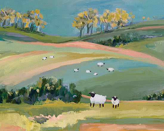 Kamdon Kreations KAM1036 - KAM1036 - Soul Longing - 16x12 sheep, green hills, colorful landscape, whimsical trees, bright colors, rural countryside, stylized animals, springtime, playful art from Penny Lane