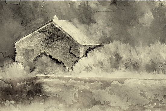 Kamdon Kreations KAM933 - KAM933 - Movement in the Dark - 18x12 monochrome barn, moody farmhouse, watercolor effect, rustic countryside, abstract texture, dark landscape from Penny Lane