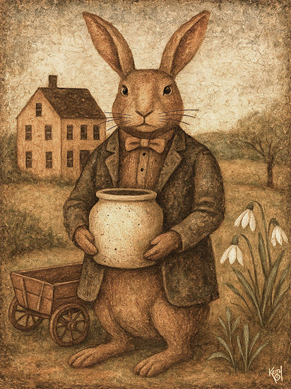 Keith Bowman KB112 - KB112 - Mr. Hoppity - 12x16 rabbit portrait patriotic hat, americana bunny, vintage flag theme from Penny Lane
