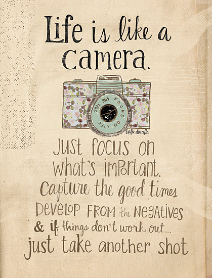 Katie Doucette KD260 - KD260 - Life is Like a Camera  - 12x16 inspirational quote, vintage camera, motivational message, typography, word art, positive thinking, life metaphor from Penny Lane