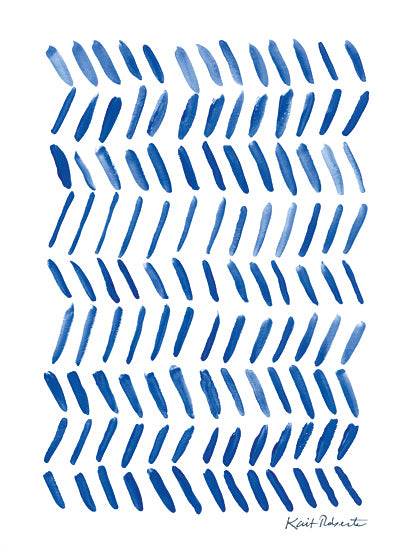 Kait Roberts KR932 - KR932 - Rhythm in Blue - 12x16 blue brush stroke pattern, abstract mark making, watercolor dashes, repeating painted strokes, modern pattern art, geometric hand painted design, decorative blue motif, contemporary abstract print, simple rhythmic brush marks, minimal surface pattern, cobalt and sky blue palette, textile inspired artwork, clean white background, playful painted stripes, graphic painterly pattern, modern decor art from Penny Lane