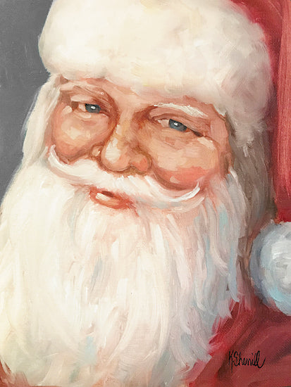 Kate Sherrill KS298 - KS298 - Jolly Old Santa Claus - 12x16 Santa Claus portrait, Christmas, red and white hat, traditional holiday, jolly face, painterly texture, classic Santa, oil painting style, festive art from Penny Lane