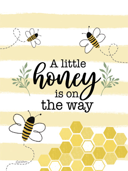 Lisa Larson LAR649 - LAR649 - A Little Honey is on the Way - 12x16 Baby, Babies Room, Bees, Honey, A Little Honey is on the Way, Typography, Signs, Textual Art, Hive, Greenery from Penny Lane