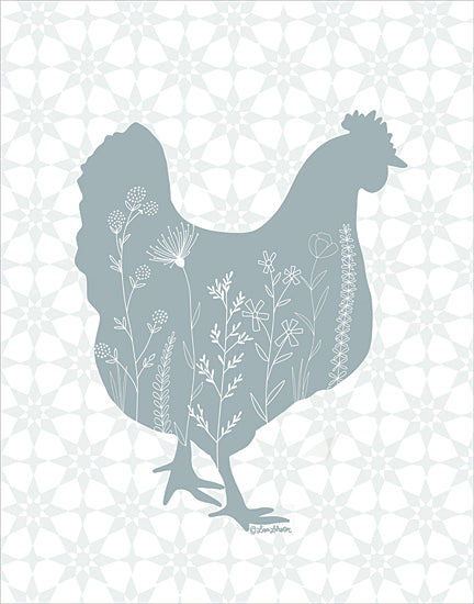 Lisa Larson LAR688 - LAR688 - Botanical Hen I - 12x16 chicken silhouette, botanical overlay, farmhouse art, mint green palette, floral chicken, country decor from Penny Lane