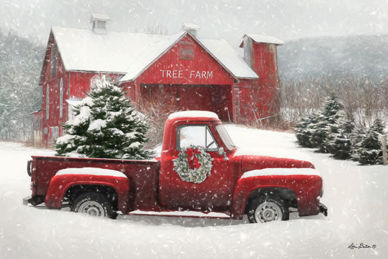 Lori Deiter LD1464 - LD1464 - Snowy Tree Farm   - 18x12 Vintage Truck, Rustic, Barn, Field, Country, Nostalgic, Farm, Nature, Landscape from Penny Lane