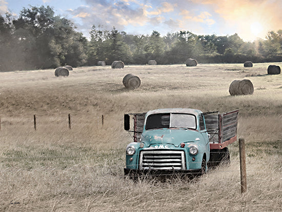 Lori Deiter LD3343 - LD3343 - Old Hay Truck - 16x12 Photography, Landscape, Farm, Haybales, Fields, Hay Fields, Truck, Teal Trucks, Trees from Penny Lane