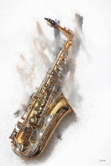 Lori Deiter LD3628 - LD3628 - Saxy Horn I - 12x18 saxophone, brass instrument, jazz theme, musical art, white background, elegant composition, instrument close-up from Penny Lane