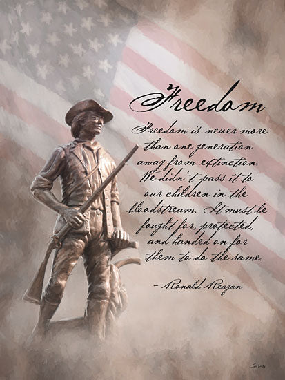 Lori Deiter LD3646 - LD3646 - Freedom         - 12x16 Ronald Reagan statue, American flag, Freedom quote, patriotic text art, liberty tribute from Penny Lane