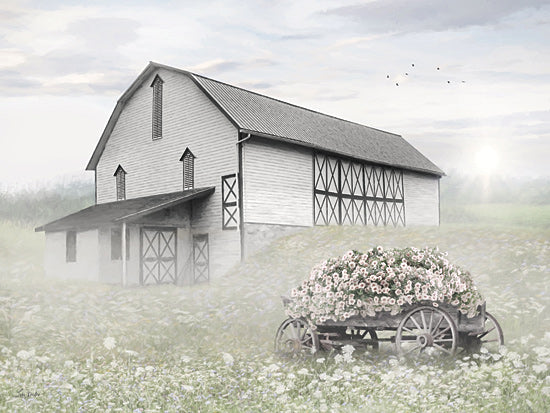 Lori Deiter LD3690 - LD3690 - Whispering Willow Farm - 16x12 Barn, Wagon, Flowers, White Barn, Rustic, Country, Farm, Nature, Landscape from Penny Lane