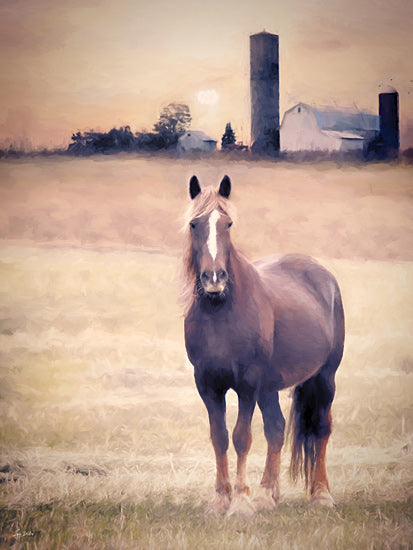 Lori Deiter LD3705 - LD3705 - Horse Farm Sunset - 12x16 Horse, Farm, Sunset, Pasture, Field, Barn, Countryside, Animal, Farm Animal from Penny Lane