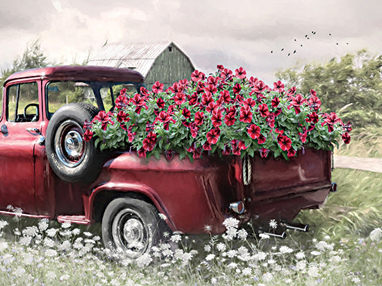 Lori Deiter LD3772 - LD3772 - Seeing Red - 16x12 Flowers, Truck, Red, Bloom, Vintage Truck, Rural, Nature, Field from Penny Lane