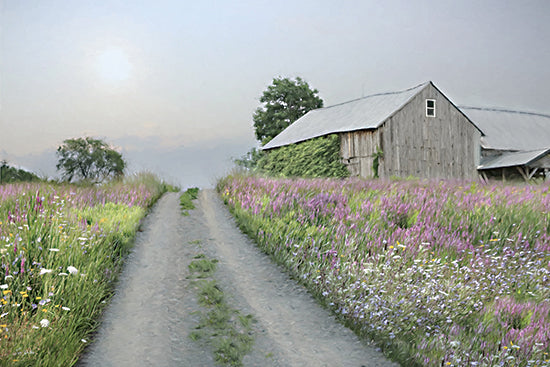 Lori Deiter LD3795 - LD3795 - Wildflower Lane - 18x12 Rural, Barn, Field, Wildflowers, Countryside, Road, Path, Nature from Penny Lane