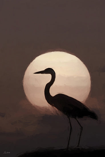 Lori Deiter LD3810 - LD3810 - Heron at Sunset - 12x18 heron silhouette, setting sun, dusk, tranquil scene, dramatic lighting, minimalistic composition, sunset birdwatching, graceful posture from Penny Lane