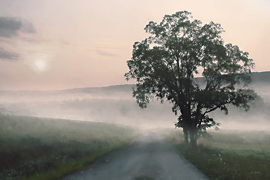 Lori Deiter LD3811 - LD3811 - Foggy Country Road - 18x12 misty road, lone tree, pastel sunrise, rural path, morning fog, peaceful countryside, soft colors, atmospheric landscape, gentle light from Penny Lane