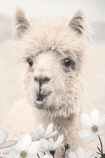 Lori Deiter LD3932 - LD3932 - Floral Alpaca II - 12x18 alpaca, white flowers, whimsical, animal portrait, farm animal, nature, calming, peaceful from Penny Lane