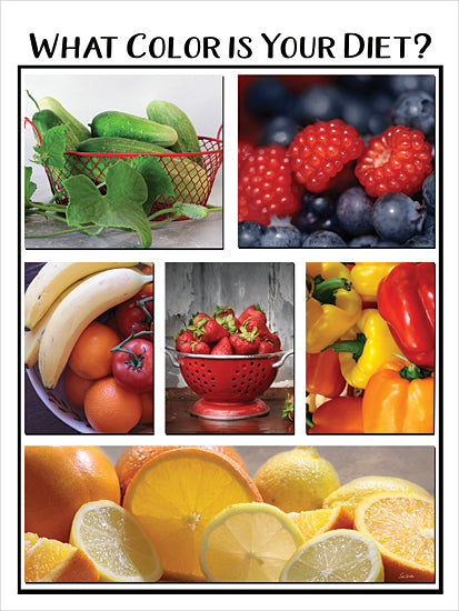 Lori Deiter LD3995 - LD3995 - What Color is Your Diet? - 12x16 fruits, vegetables, healthy food, colorful diet, nutrition, produce, organic food, cucumbers, berries, peppers, oranges, bananas, fresh, still life from Penny Lane