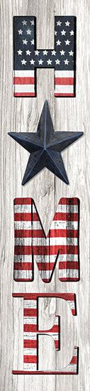 Lori Deiter LD4037 - LD4037 - Stars and Stripes HOME Porch Sign - 5x20 home sign, patriotic colors, rustic wooden letters, Americana style, vertical design, stars and stripes, weathered wood from Penny Lane