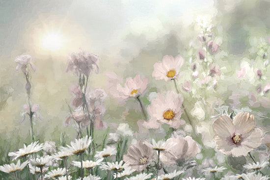 Lori Deiter LD4113 - LD4113 - Blooming Dreams I - 18x12 soft floral meadow, daisies, cosmos, pastel flowers, wildflowers, dreamy garden, spring blooms, painterly, impressionistic, botanical, nature, cottage garden, green foliage, sunlight, serene from Penny Lane