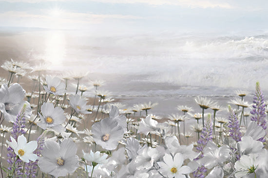Lori Deiter LD4123 - LD4123 - Summer Whites - 18x12 coastal flowers, beach wildflowers, ocean waves, seaside, white blossoms, lupines, shoreline, tranquil coast, painterly, summer from Penny Lane