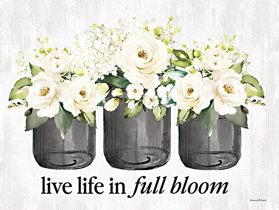 lettered & lined LET1076 - LET1076 - Full Bloom Flower Trio - 16x12 floral arrangement, white flowers, mason jars, decorative, farmhouse style from Penny Lane