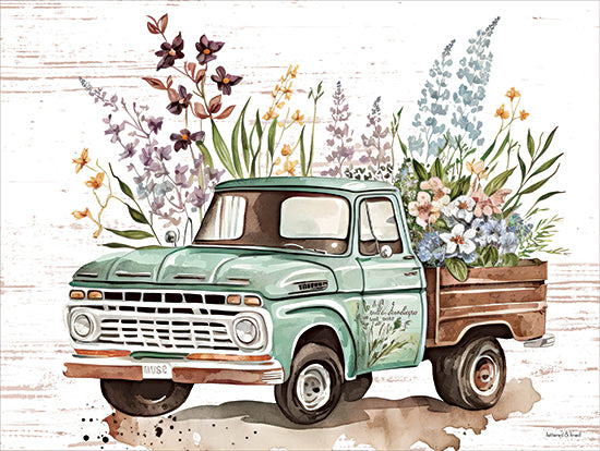 lettered & lined LET1083 - LET1083 - Vintage Flower Truck II - 16x12 vintage truck, floral truck, watercolor, flowers, farmhouse decor from Penny Lane
