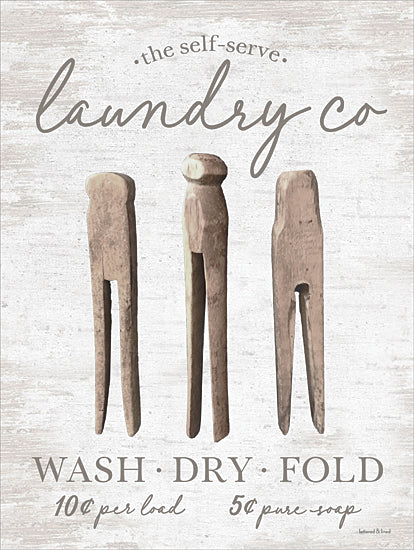 lettered & lined LET1108 - LET1108 - Heirloom Laundry Co. - 12x16 wooden clothespins, self-serve laundry, antique laundry tools, farmhouse typography, rustic decor from Penny Lane