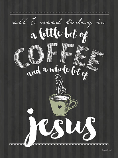 lettered & lined LET1131 - LET1131 - Coffee and Jesus - 12x16 coffee and jesus, faith and caffeine, morning motivation, religious art, steaming coffee cup, heartwarming quote, green cup from Penny Lane