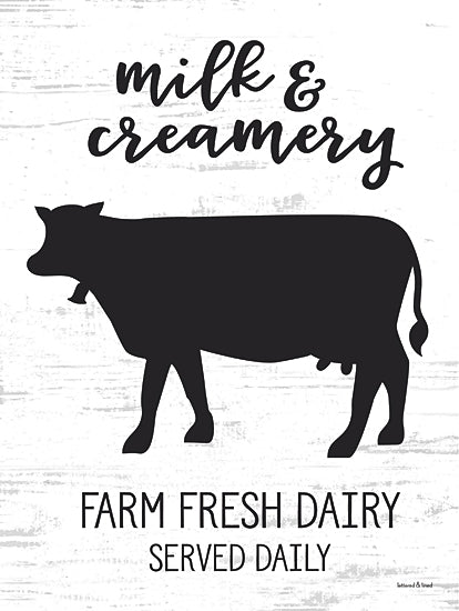 lettered & lined LET1135 - LET1135 - Milk & Creamery - 12x16 Cow silhouette, dairy promotion, milk and creamery, farm fresh dairy, rustic farm art, daily dairy sign from Penny Lane