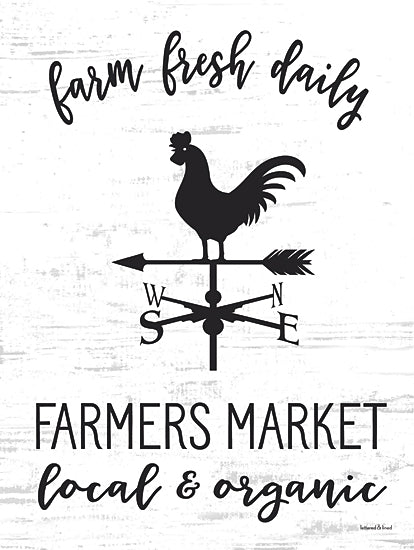 lettered & lined LET1137 - LET1137 - Farmers Market - 12x16 Rooster weathervane, farmers market sign, local and organic, rustic farm decor, wind direction symbol from Penny Lane