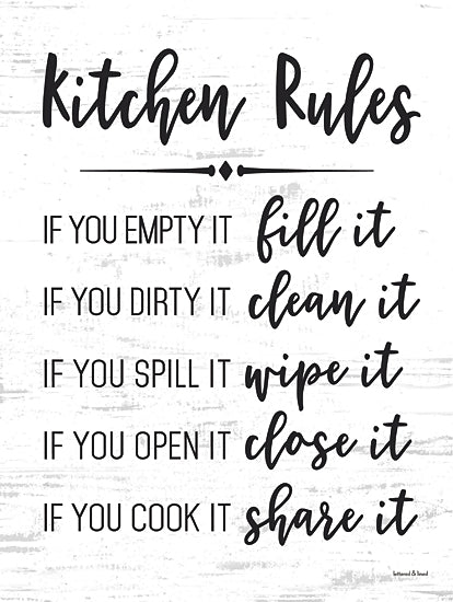 lettered & lined LET1140 - LET1140 - Kitchen Rules - 12x16 Kitchen rules, house rules sign, clean it, wipe it, share it, farmhouse decor, rustic typography poster from Penny Lane